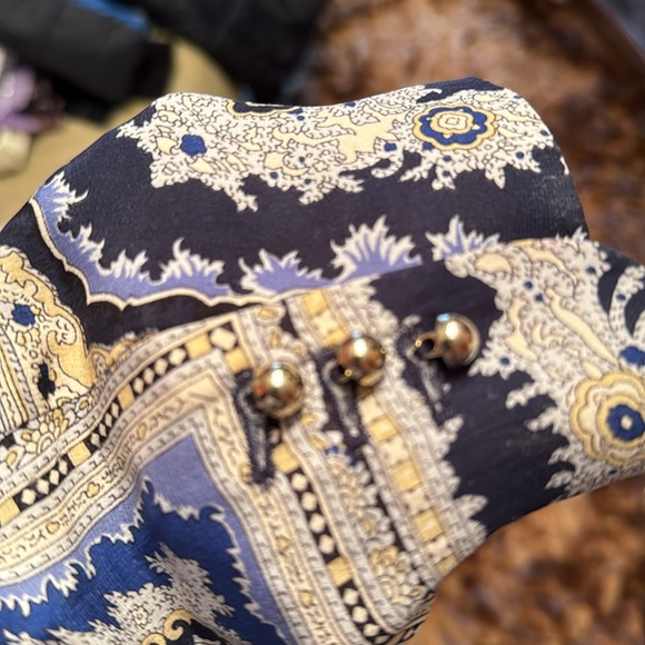 Zara women printed silk double breasted padded shoulder jacket S - Picture 11 of 13